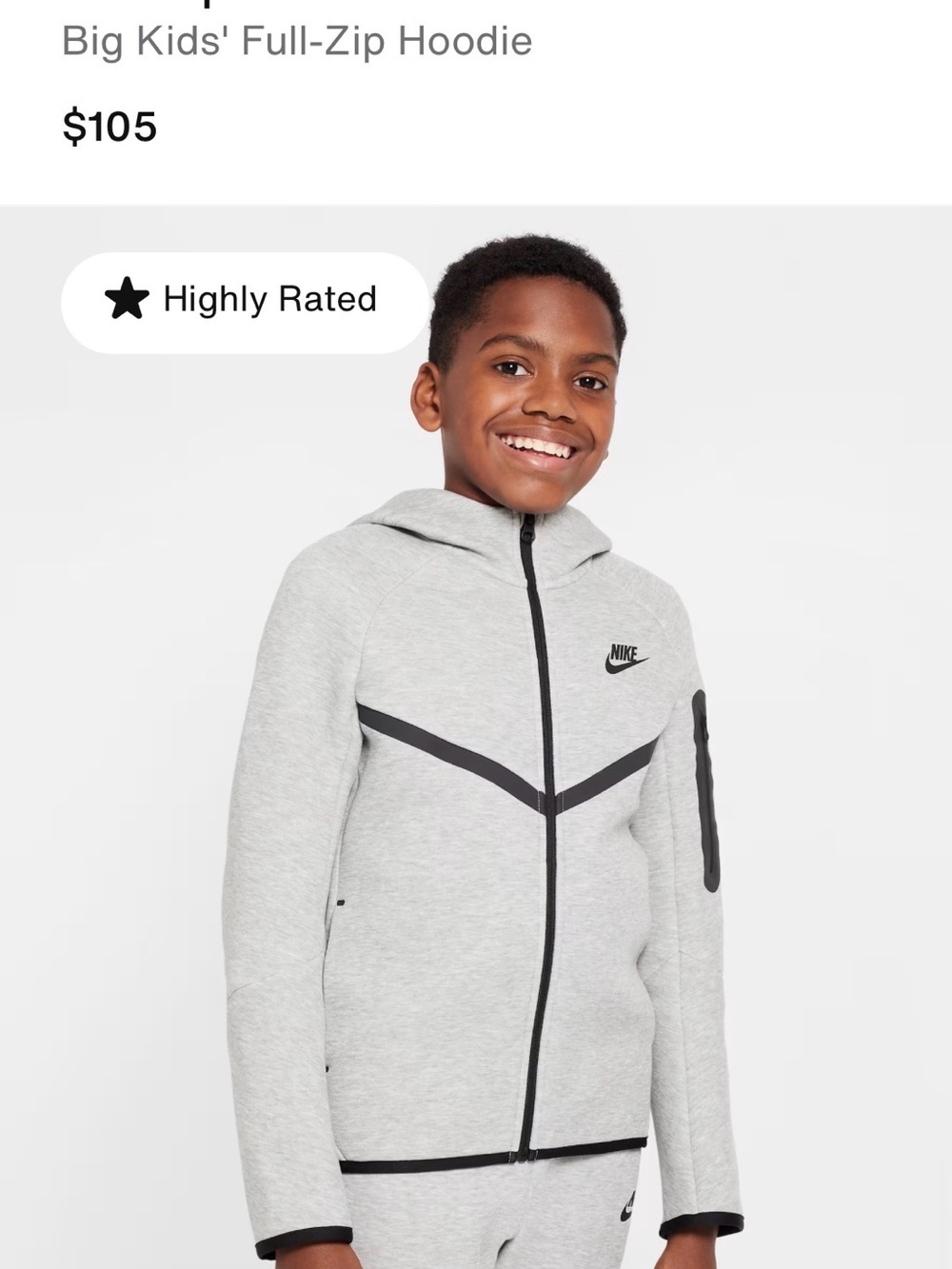 Nike Light Heather Gray and Black Full-Zip Hooded Jacket